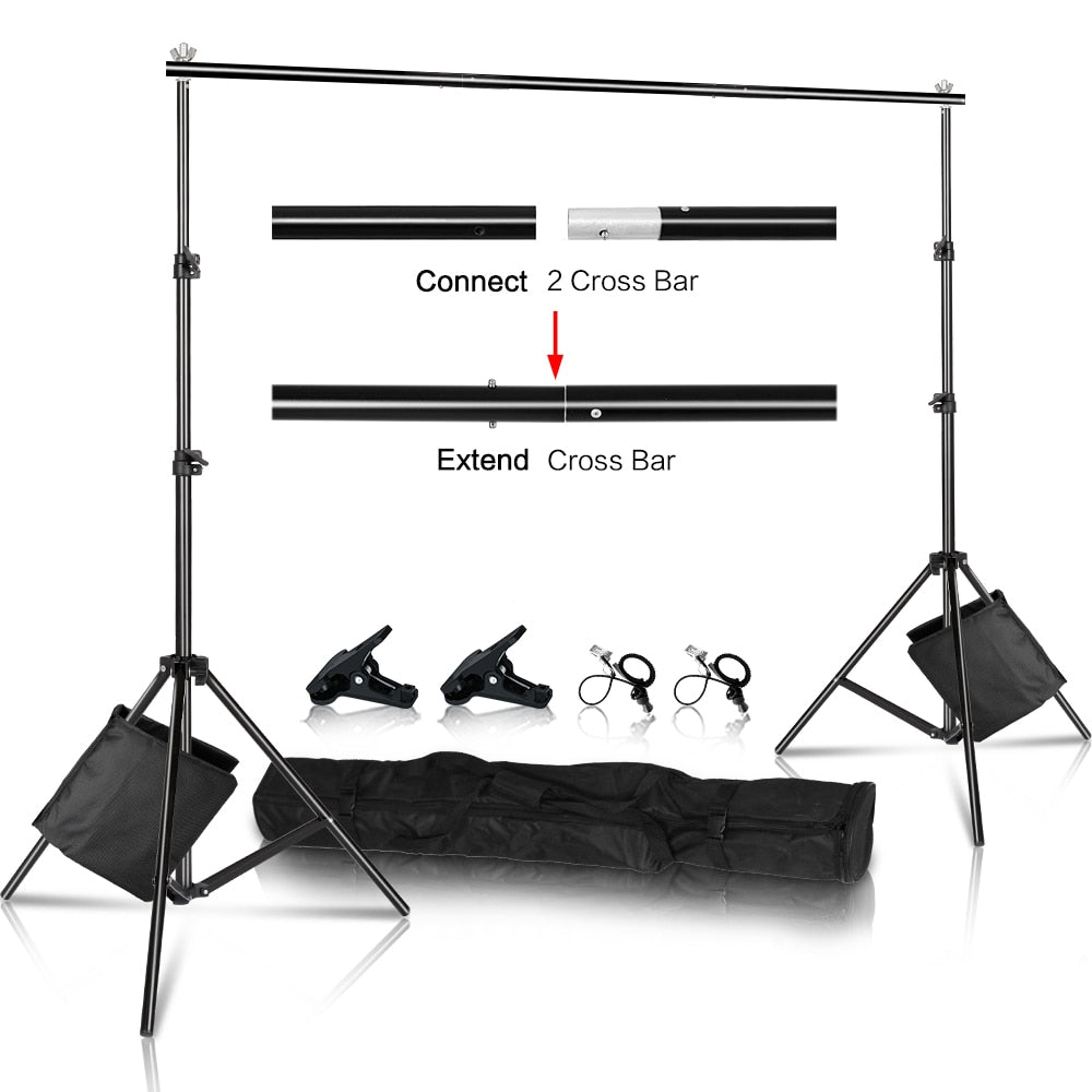 Photography Background Backdrop Stand Support System Kit with Carry Case for Muslin Photo Video Studio