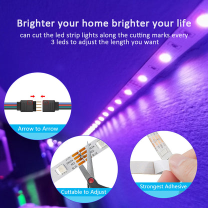 Vibrant DIY RGB LED Strip Light - Create a Stunning Ambiance with a Flexible 5050/SMD3535 Ribbon, Bluetooth Control, and DC 12V Power - Ideal for Christmas Decor and More