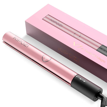 Professional Hair Straightener - Nano Titanium Instant Heating Flat Iron and 2-In-1 Curling Iron Hair Tool with LCD Display