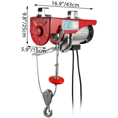 880 lbs / 400 kg Portable Electric Hoist Crane: Garage Winch with Wired Remote & Limit Switch