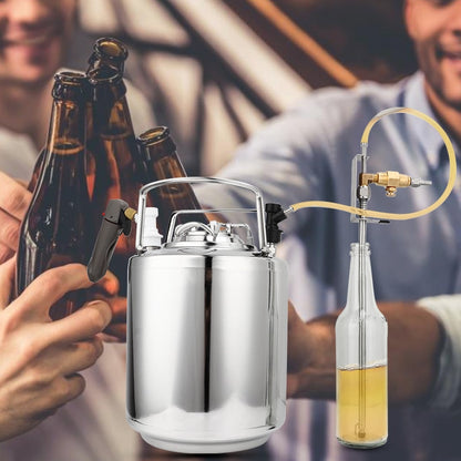 Intuitive One-Handed Operation Stainless Beer Gun - Homebrew Keg Co2 Filling Bottling Device and Carbonation Kit