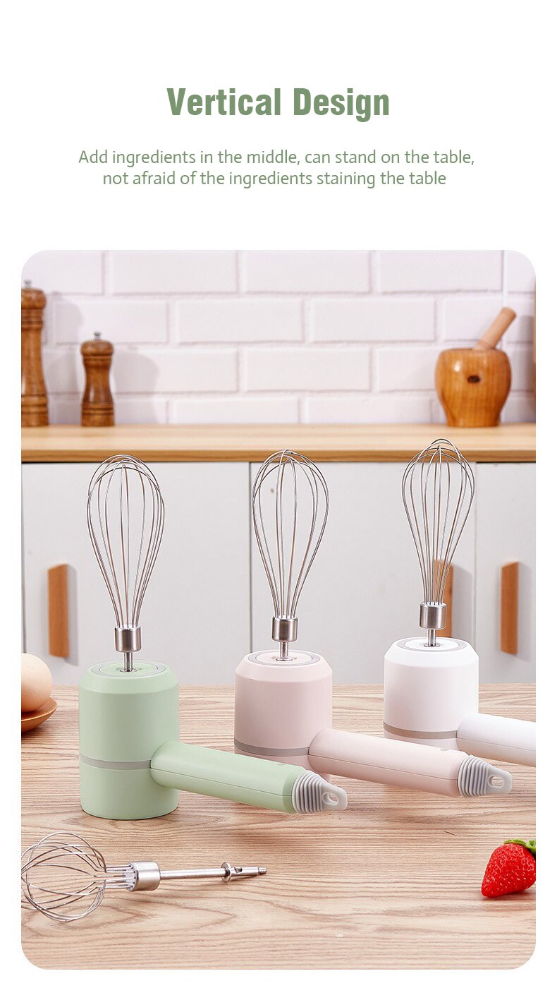 USB 2 In 1 Electric milk frother Garlic Chopper Masher Whisk Egg Beater 3-Speed Mixer Kitchen Handheld Automatic frother foamer