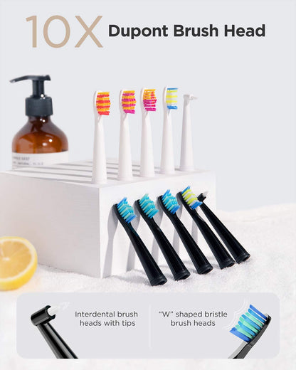 D7 Sonic Electric Toothbrushes with 5 Modes, Smart Timer, Rechargeable, and 8 Super Whitening Toothbrush Heads for Adults and Kids