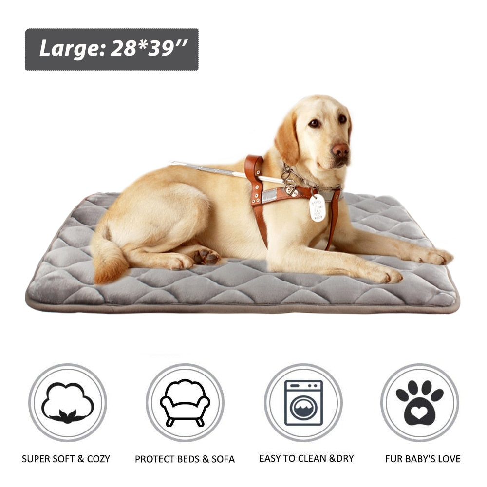 Soft Crate Mat with Anti-Slip Bottom for Large Dogs and Cats - Machine Washable Pet Mattress