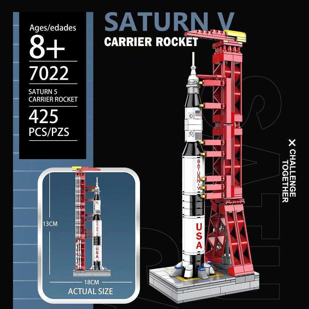 Space Exploration Building Blocks Toy Set - Build Your Own Saturn V Rocket, Space Station, and Shuttle Launch Model for Kids