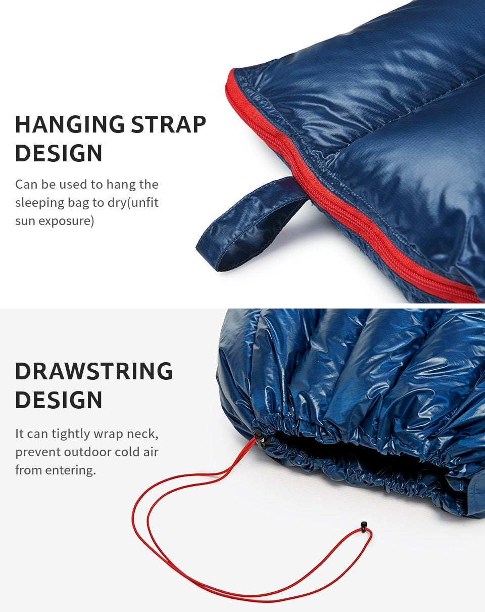 Discover Comfort in Nature: CW280 Ultralight Goose Down Sleeping Bag for Spring Travel, Paired with CWM400 for Ultimate Hiking and Camping Rest