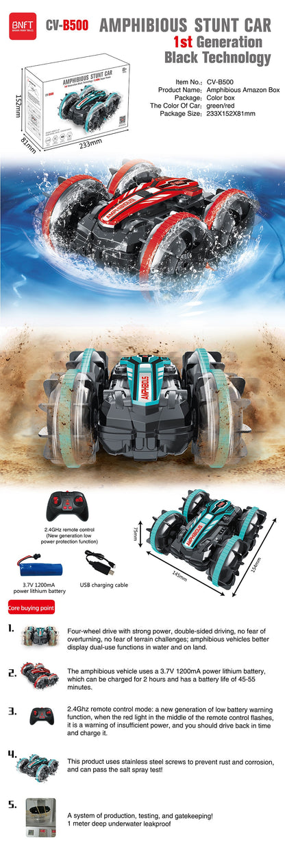 Newest High-tech Remote Control Car 2.4G Amphibious Stunt RC Car Double-sided Tumbling Driving Children's Electric Toys for Boy