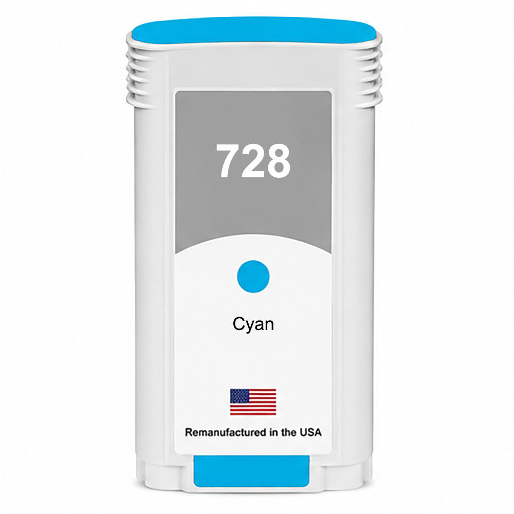 U.S. Remanufactured for HP 728 130ml (F9J67A) Cyan Ink Cartridges