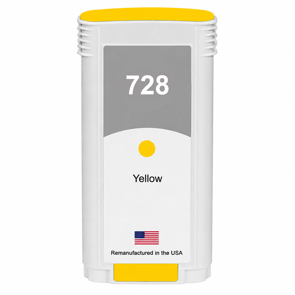 U.S. Remanufactured for HP 728 130ml (F9J65A) Yellow Ink Cartridges