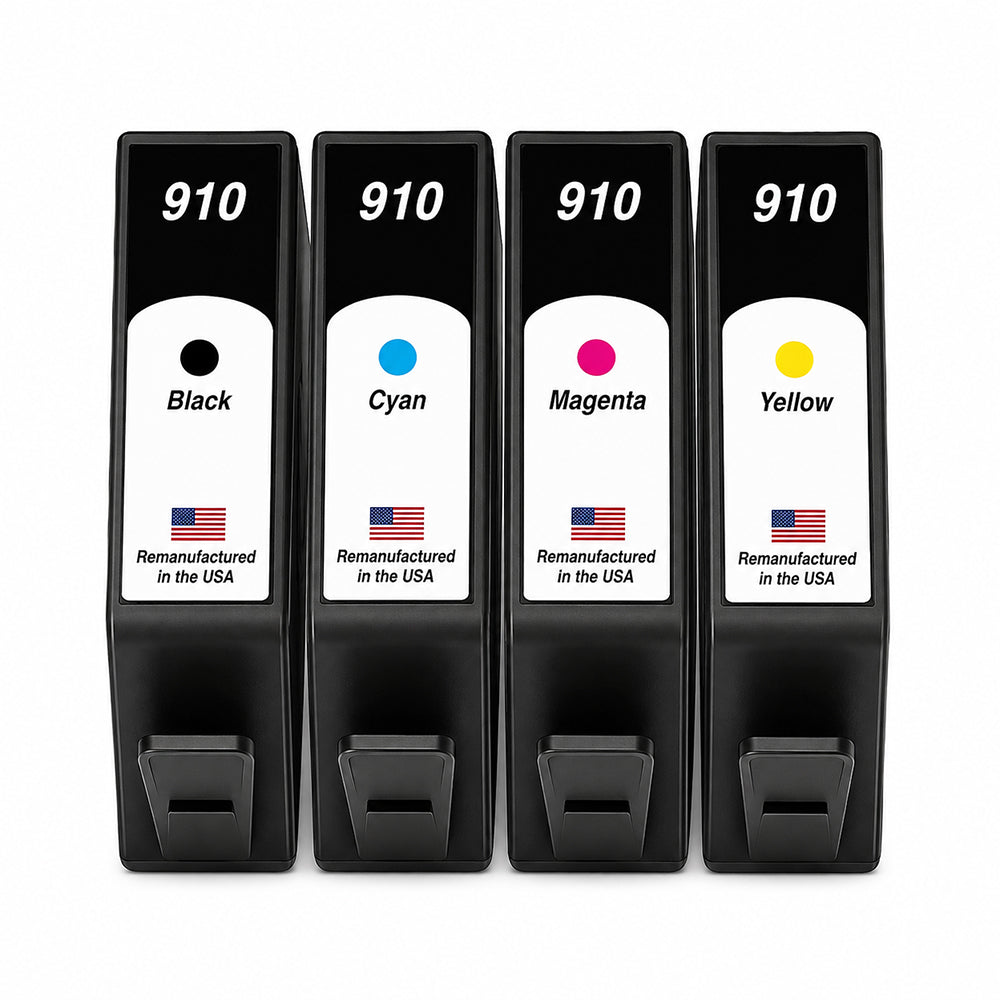 U.S. Remanufactured for HP 910 Black / Colors 4-pack Ink Cartridges
