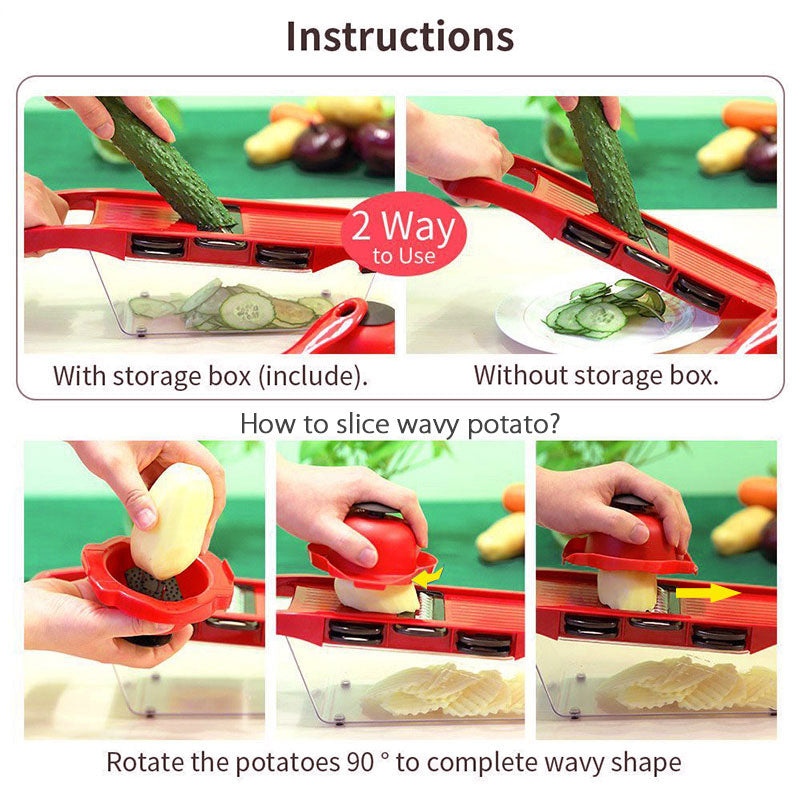 6 in 1 Vegetable Cutting Tools: Multi Slicer Peeler, Vegetable Cutter Grater, Shredders for Vegetables and Fruits, Carrot Slicers Gadgets