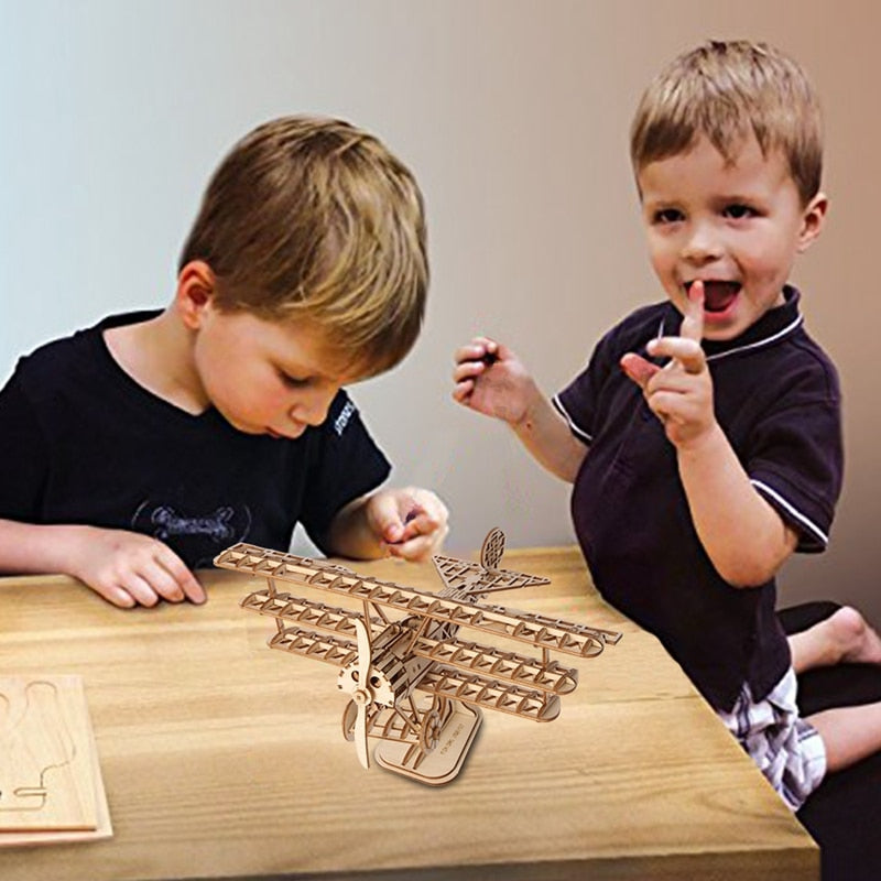 Popular Educational DIY Airplane Puzzle Game Wooden Model Building Kit - Hobbies and Gifts for Children