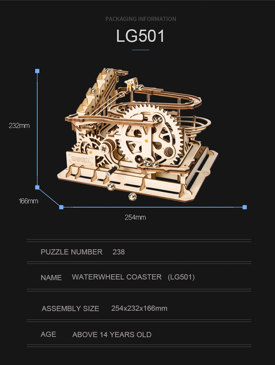 Robotime DIY 3D Wooden Puzzle Marble Run Assembly Model Building Block Stem Toy For Kids Adult for Christmas