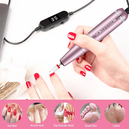 Electric Manicure Machine with 35000RPM Speed, USB Nail Drill for Acrylic Nail Gel Polish, Professional E-file Milling Nail Files Salon Tool