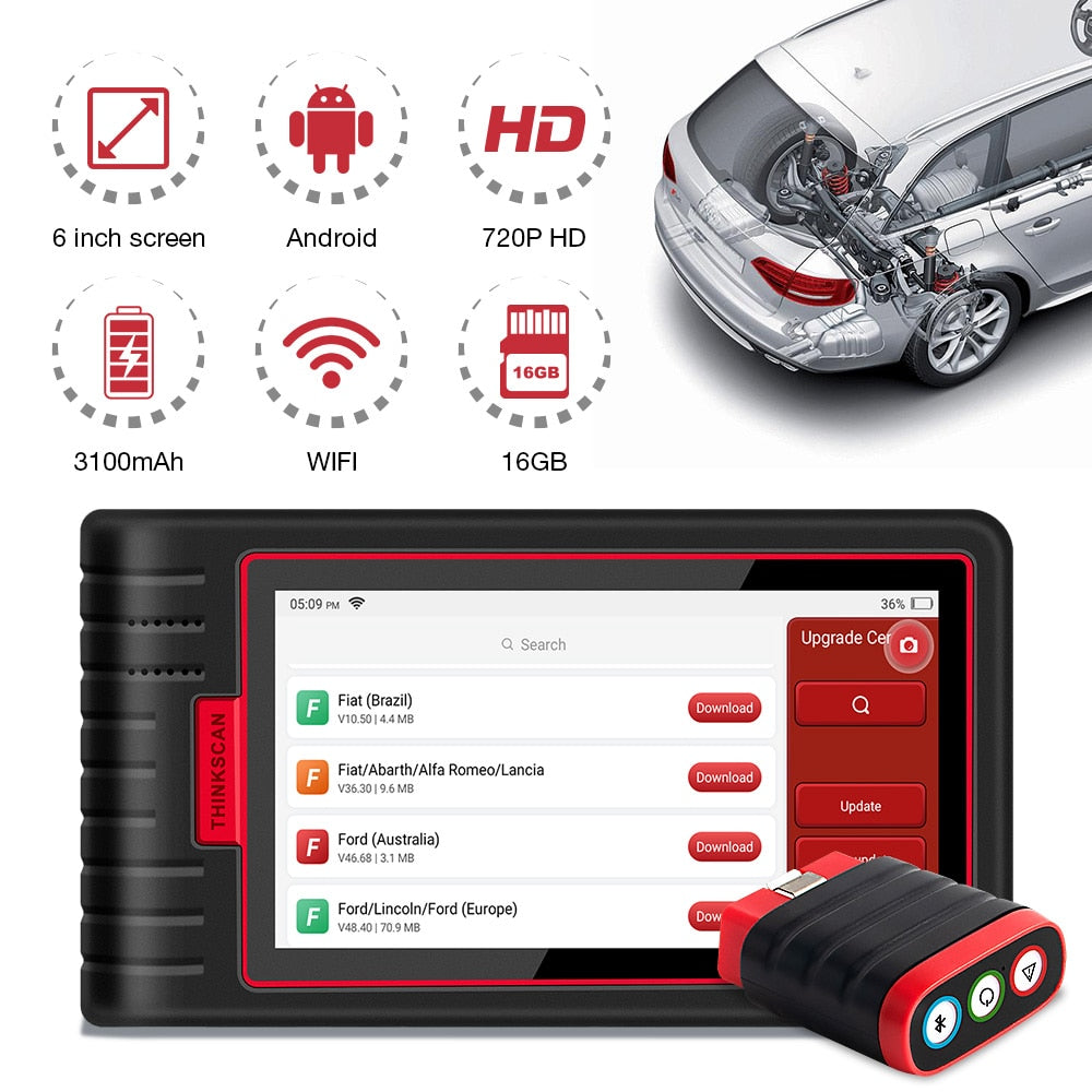 THINKCAR ThinkScan Max Automotive Diagnostic Tools Full system OBD2 Scanner AF DPF IMMO 28 Reset ECU Coding PK ThinkTool