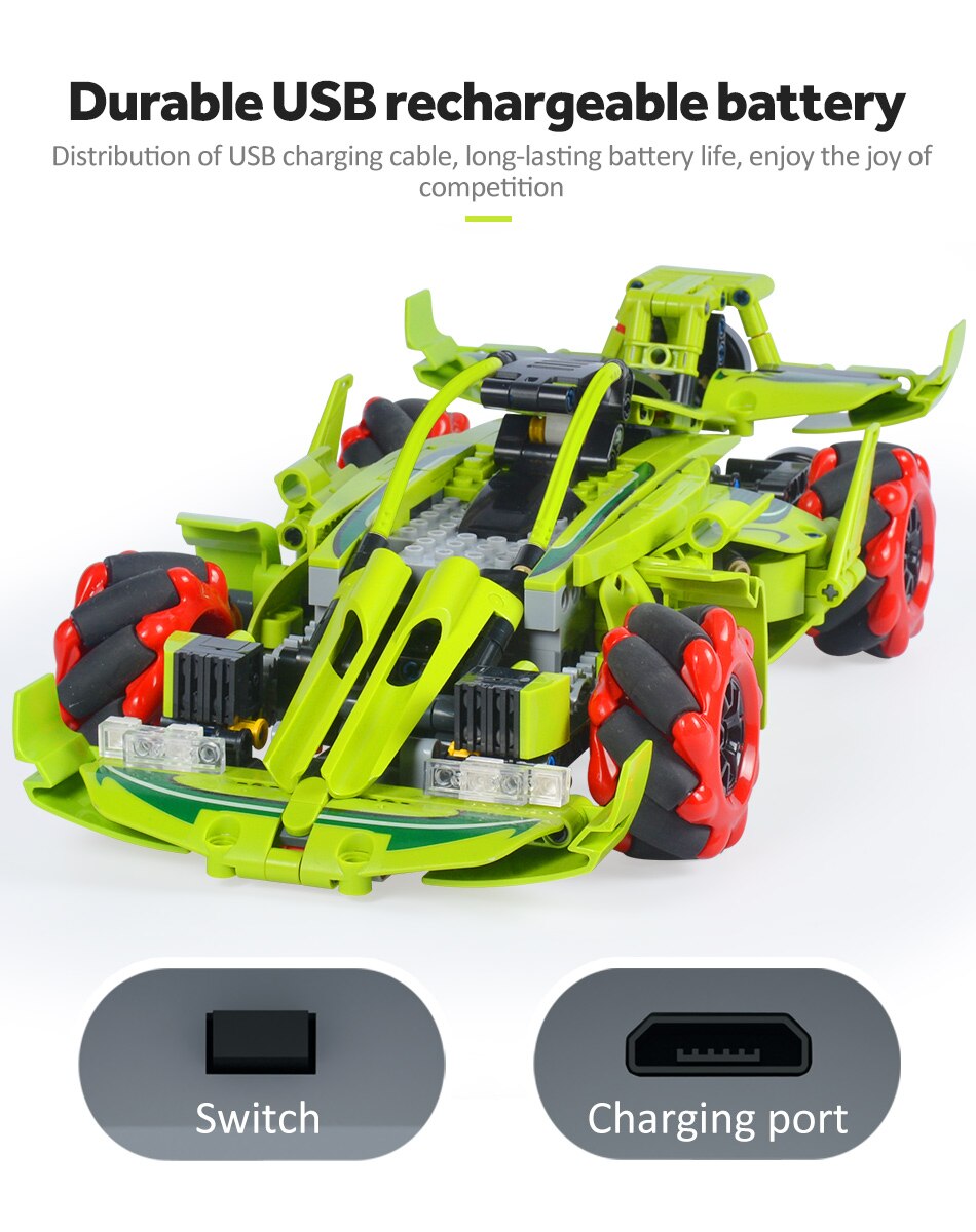 City Tech RC Racing Car: Buildable Mechanical Blocks with App Control, Remote Drift Vehicle - Creative Bricks Toy for Kids