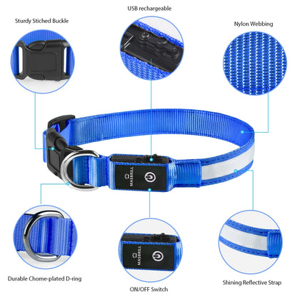 MASBRILL Dog Collar Luminous Pet Supplies Dog Collar Waterproof Safety Collars