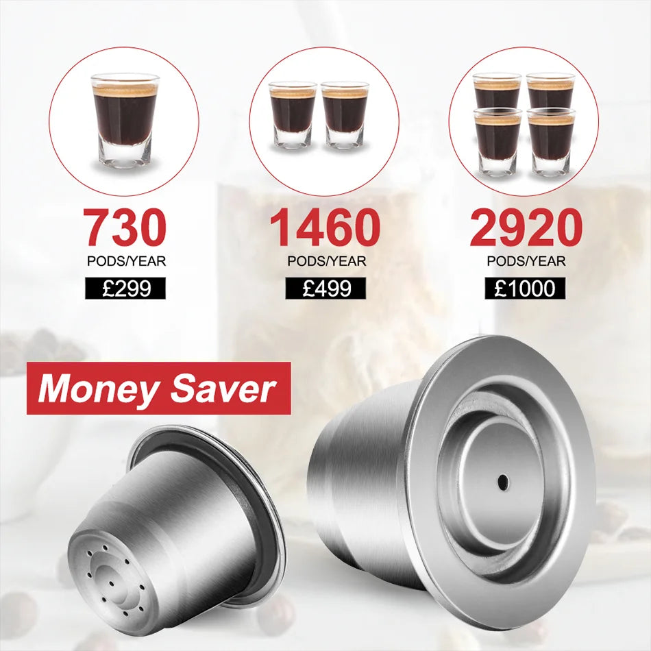 icafilas Coffee Capsule Reusable for Nespresso Cafe Machine Stainless Steel Pod Reutilisable Coffee Filters Eco-Friendly Cup