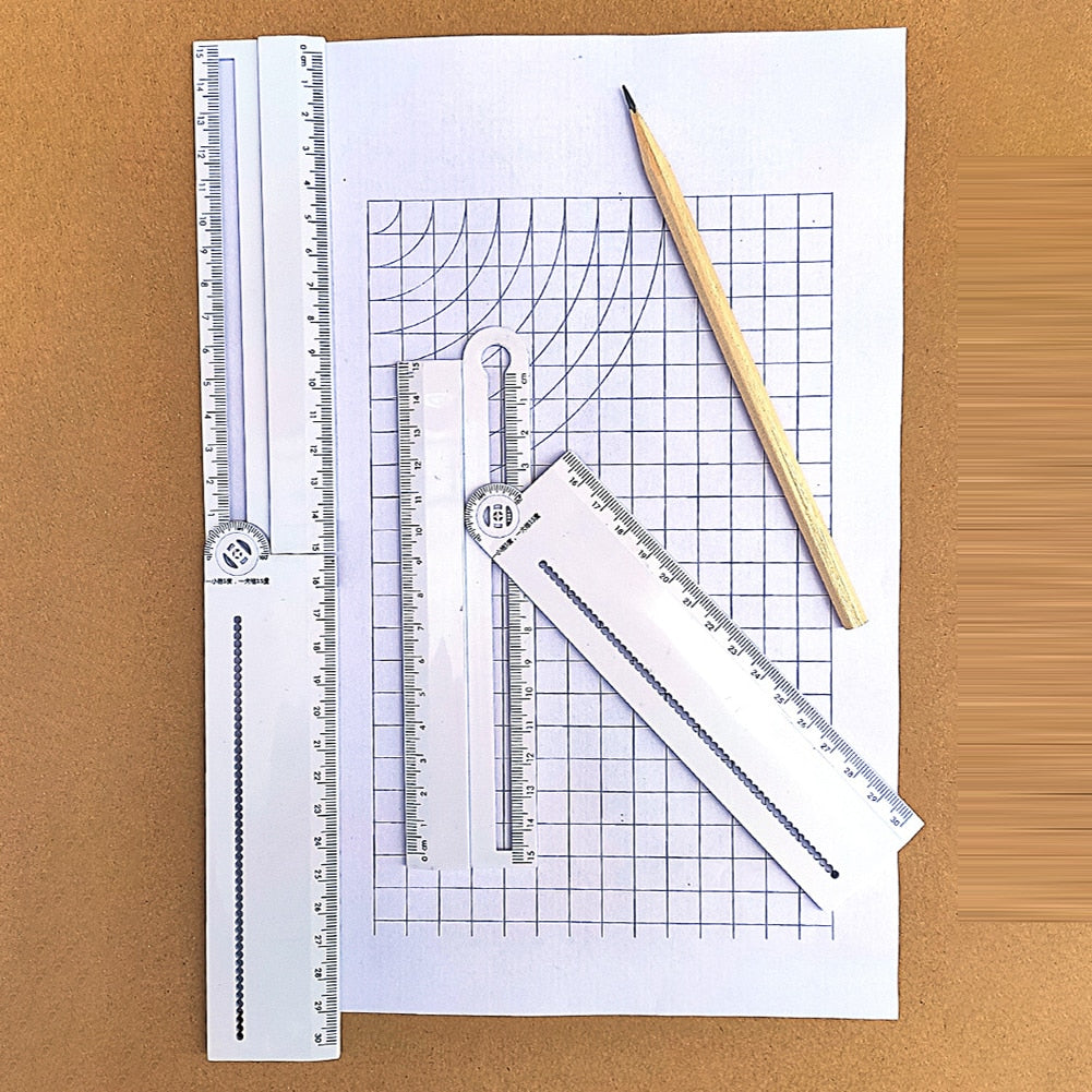 Folding Geometric Drawing Ruler Portable Mathematical Line Circular Drawing Geometry Template Angle Measuring Drafting Tool