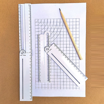 Folding Geometric Drawing Ruler Portable Mathematical Line Circular Drawing Geometry Template Angle Measuring Drafting Tool