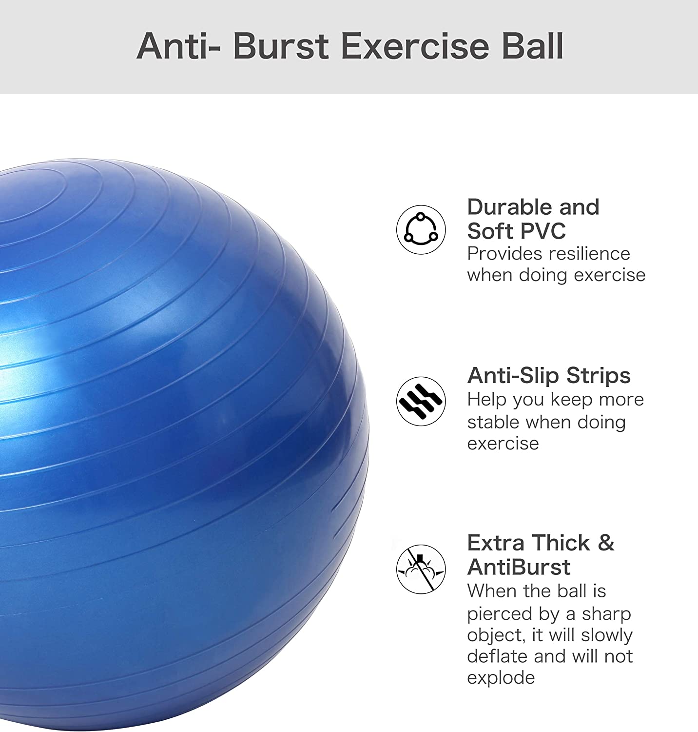 Sports Yoga Balance Balls Gym Fitball Exercise Workout Fitness Pilate Ball