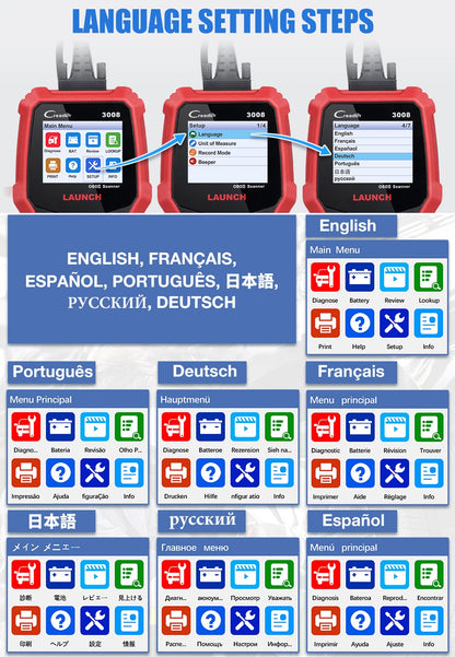 LAUNCH X431 CR3008 Car Diagnostic Tools Auto OBD2 Code Reader Professional Scanner Fault Code Read Multi-Language