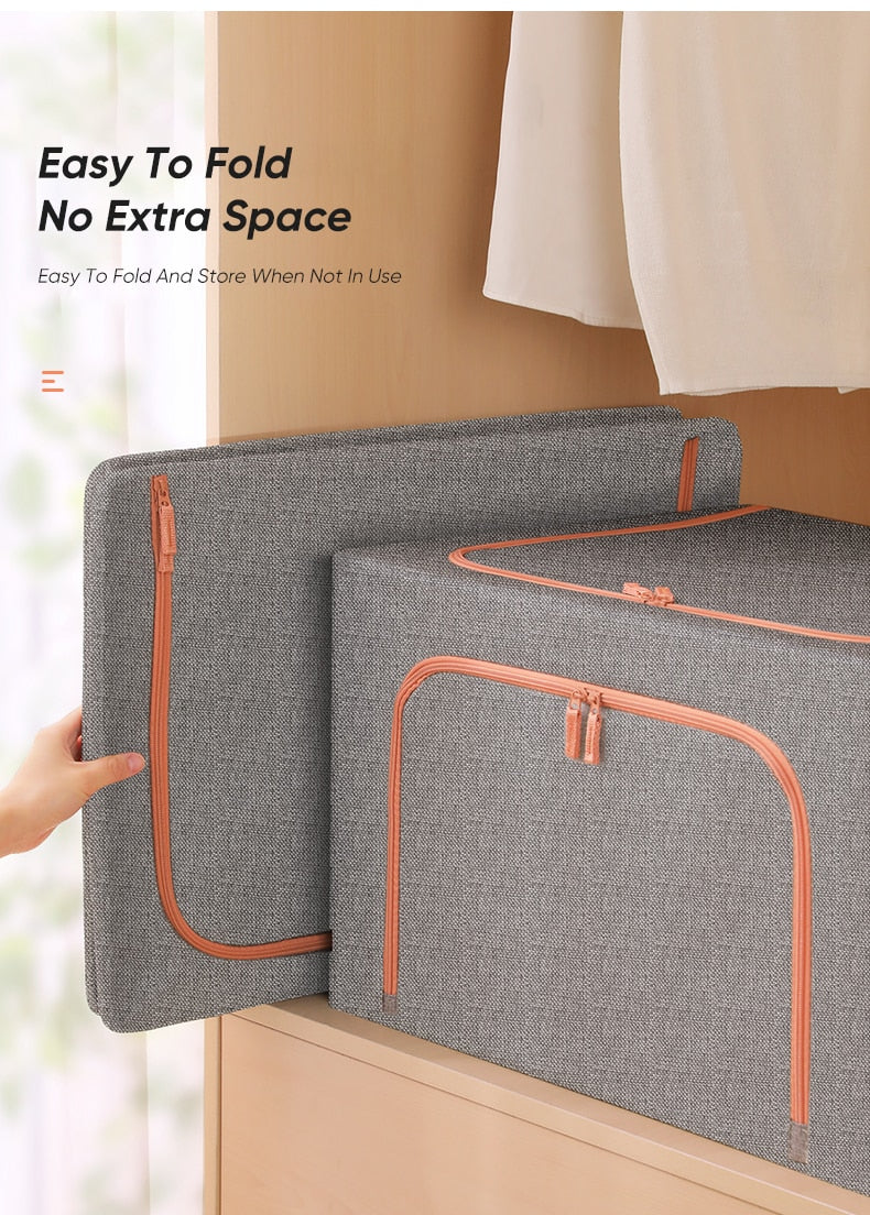 Foldable Fabric Storage Organizer: Spacious Home Storage Box for Clothes, Quilts, Blankets, and Wardrobes