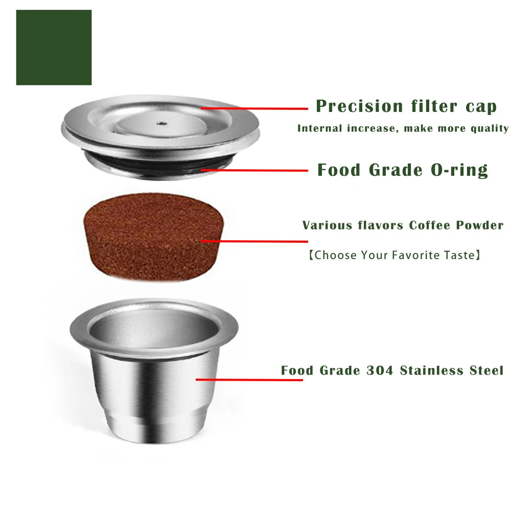 icafilas Coffee Capsule Reusable for Nespresso Cafe Machine Stainless Steel Pod Reutilisable Coffee Filters Eco-Friendly Cup