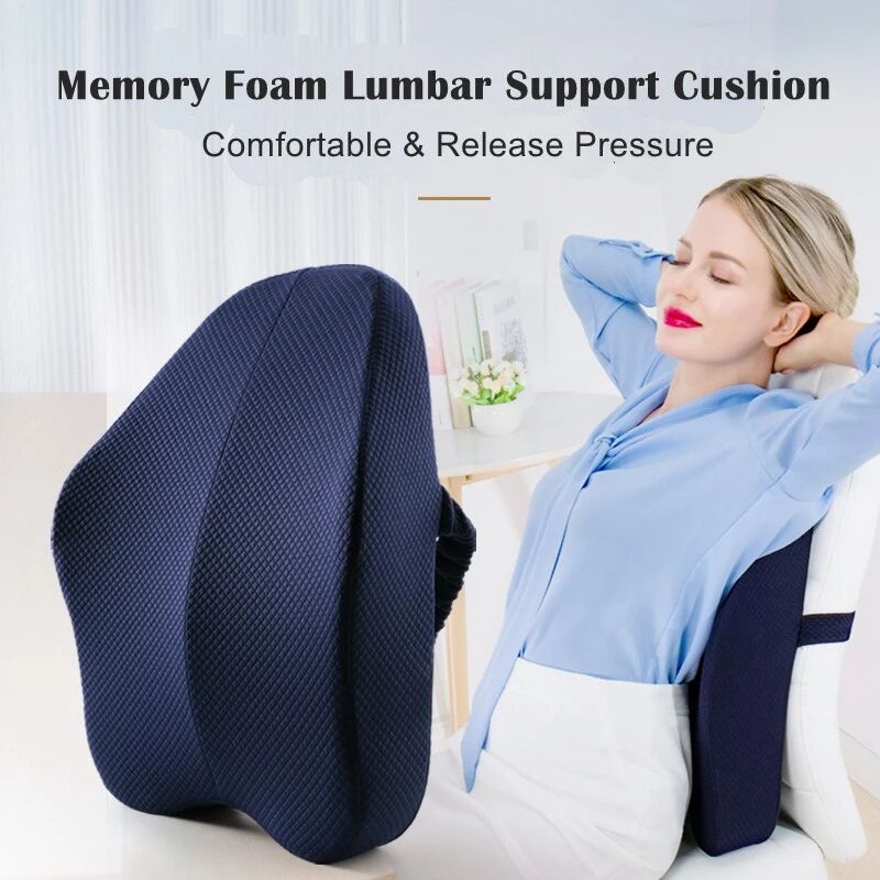 Memory Foam Lumbar Support Cushion For Back Waist Orthopedic Pillow Coccyx Office Chair Cushion Car Seat Pain Relief Massage Pad