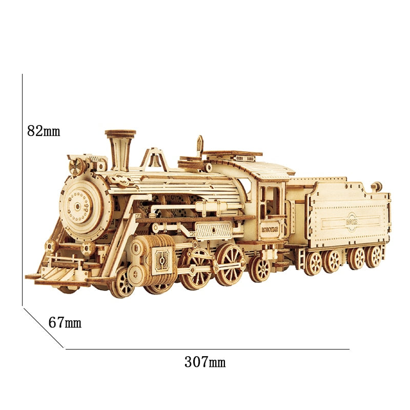 Robotime Rokr 3D Wooden Puzzle Montessori Toys Steam Train, Army Jeep, Heavy Truck Model Building Kits for Kids