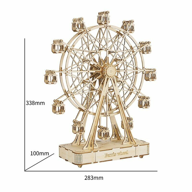 Robotime DIY Rotatable 3d Wooden Puzzle Music Box Ferris Wheel For Gifts