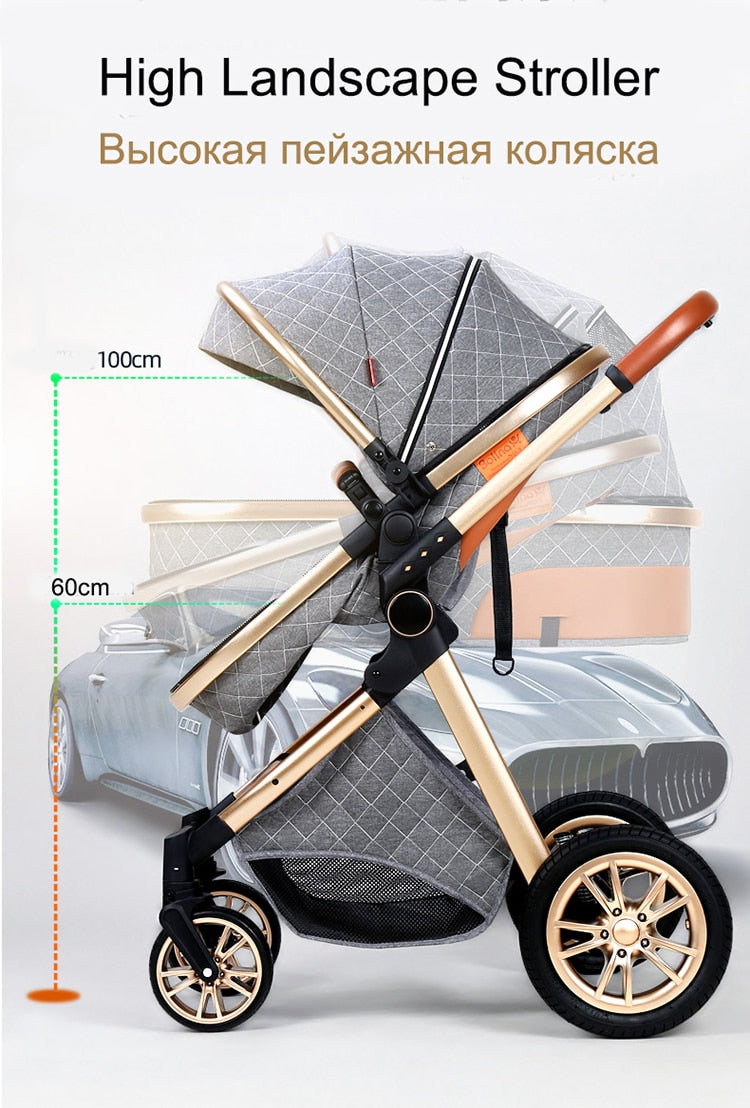 Stylish 3 in 1 Baby Stroller: Newborn Baby Travel System with Portable Pushchair, Baby Cradle, and Infant Carrier