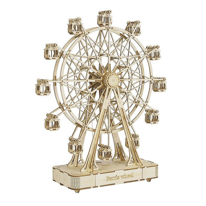 Robotime DIY Rotatable 3d Wooden Puzzle Music Box Ferris Wheel For Gifts