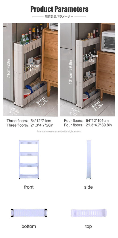 Gap Shelf for Mobile Storage: Kitchen, Bathroom, Fridge Side Seam Finishing Rack