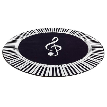 New Carpet Music Symbol Piano Keys Black White Round Carpet Anti Slip Rugs Home Bedroom Foot Pads Floor Decoration 4 sizes