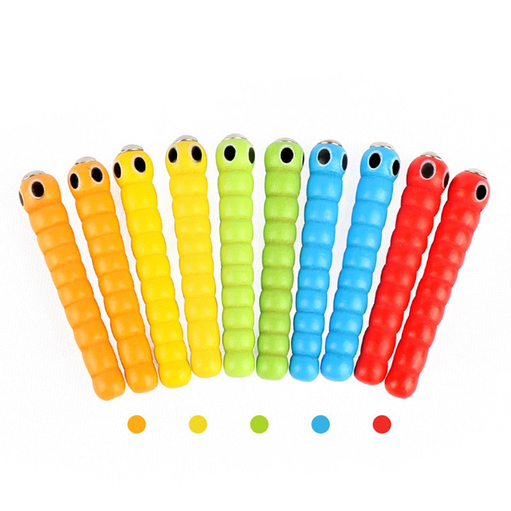 Wooden Strawberry Magnetic Bug Catching Game 5 Worms 1 Wooden Toys Accessories Montessori Toys Trematode Stick Accessory Toddler