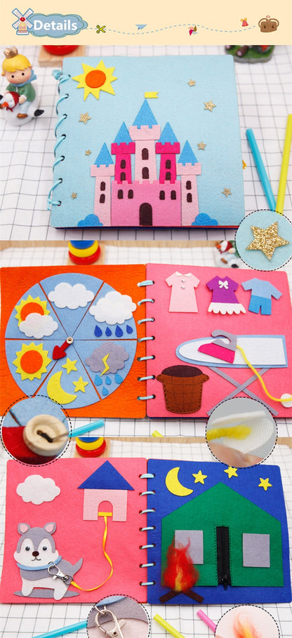 Cloth Book Toddler Montessori Toys DIY Craft Castle Rainbow  Handmade Book Busy Board Baby Early Learning Education Basic Life
