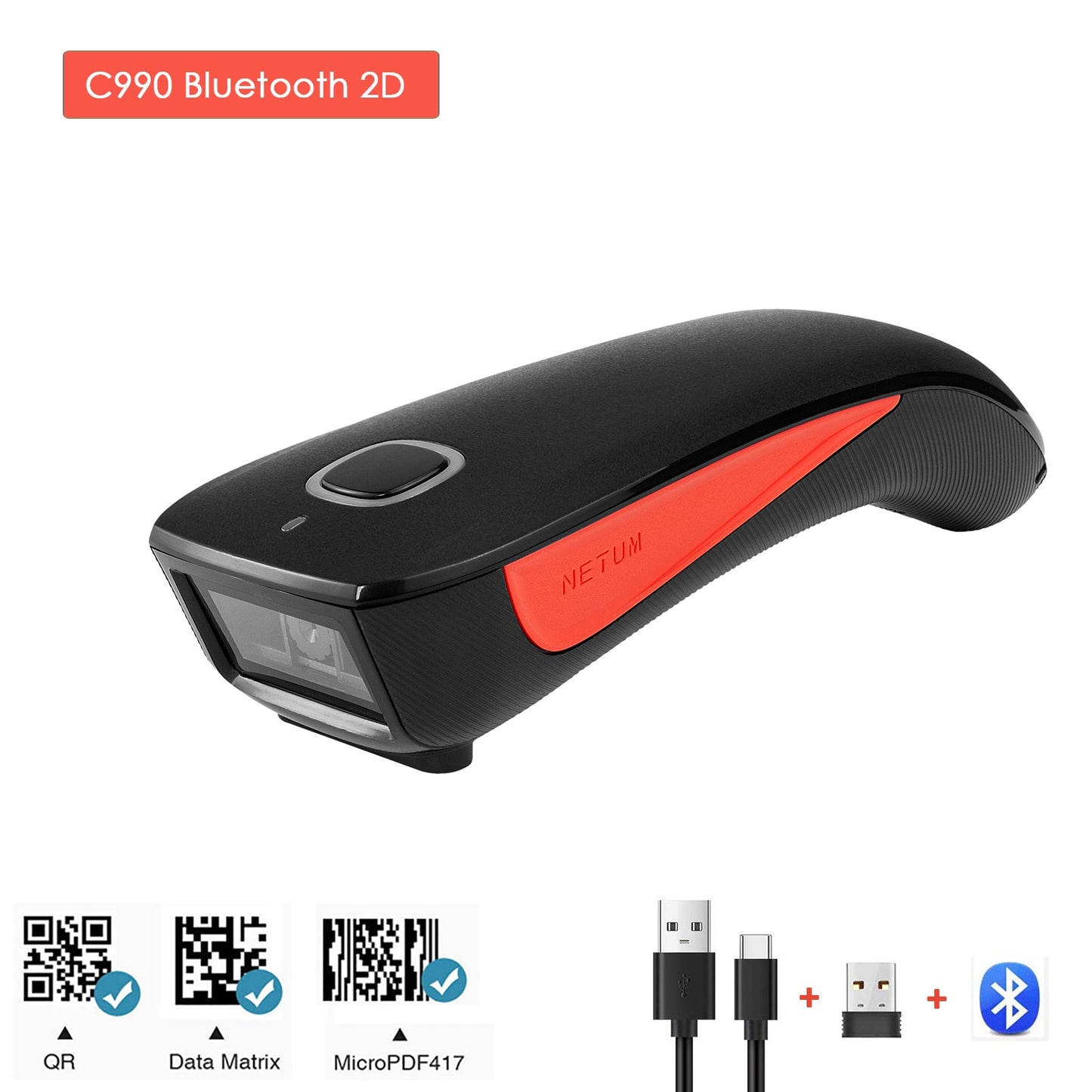 NETUM C750 Bluetooth Wireless 2D Barcode Scanner Pocket QR Bar code Reader PDF417 for Tobacco Garment mobile payment Industry