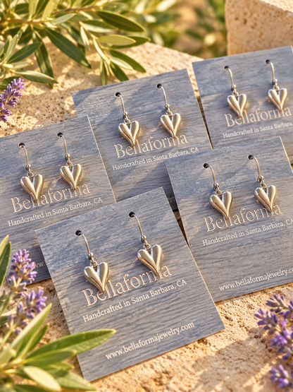 SILVER SCULPTED HEART EARRINGS