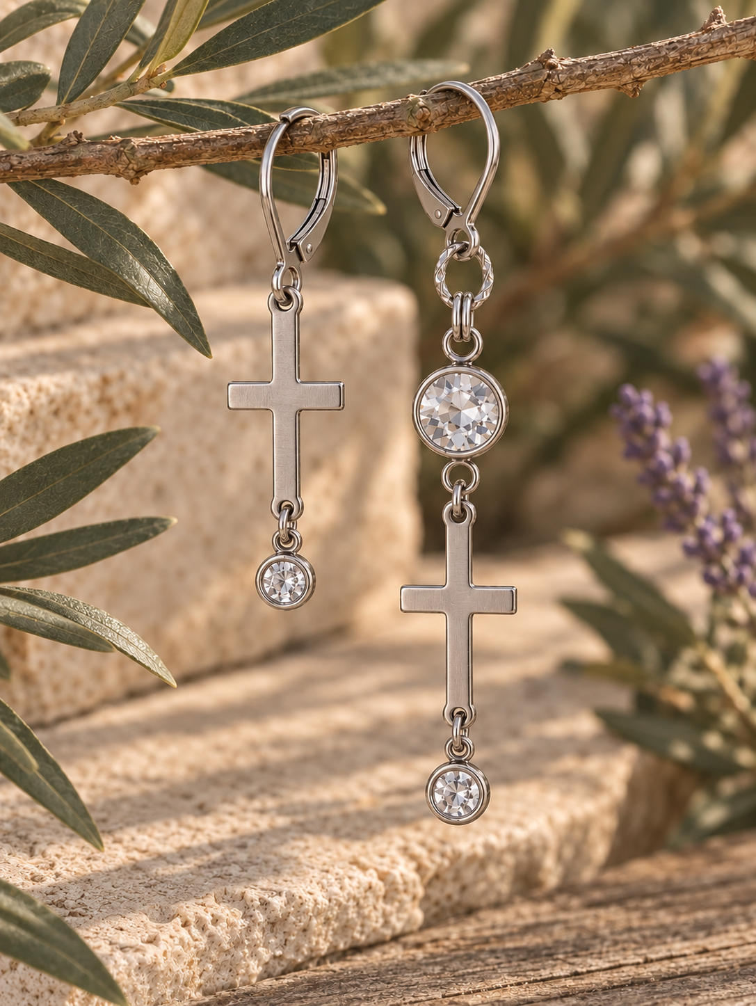 SILVER CROSS EARRINGS