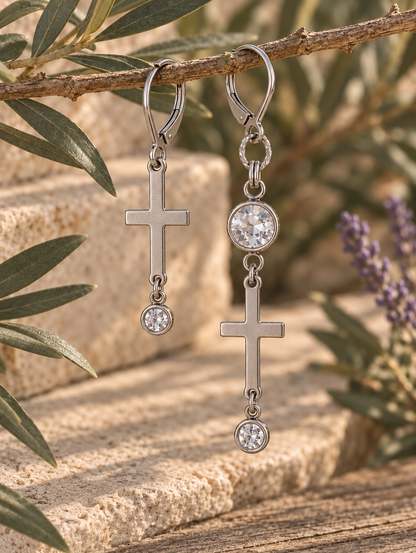 SILVER CROSS EARRINGS