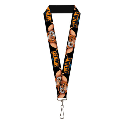 Lanyard - 1.0" - GREMLINS 1984 Gizmo Face Close-Up Black
