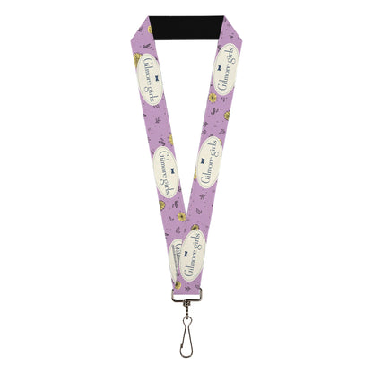 Lanyard - 1.0" - GILMORE GIRLS Title Logo and Flower Petals Lavender/White/Blue