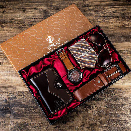 Men's Gift Set: Watch, Belt, Tie, Wallet