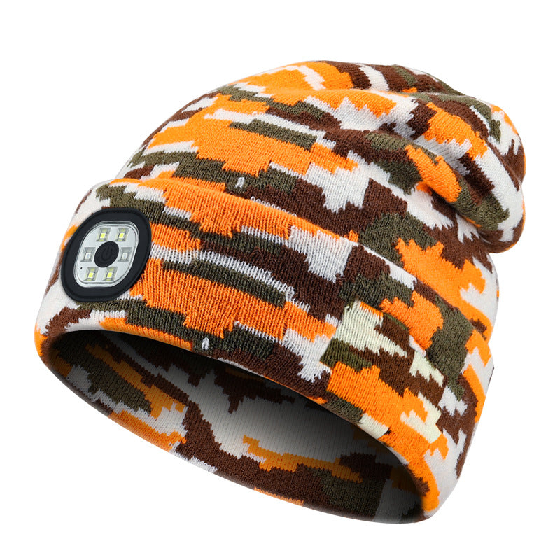 Outdoor Riding Lighting Headlights Cap Multi-color Optional Night Running LED Light Emitting Knitted Hat