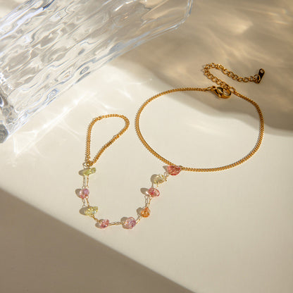 Gold Stainless Steel Broken Stone Chain Ring