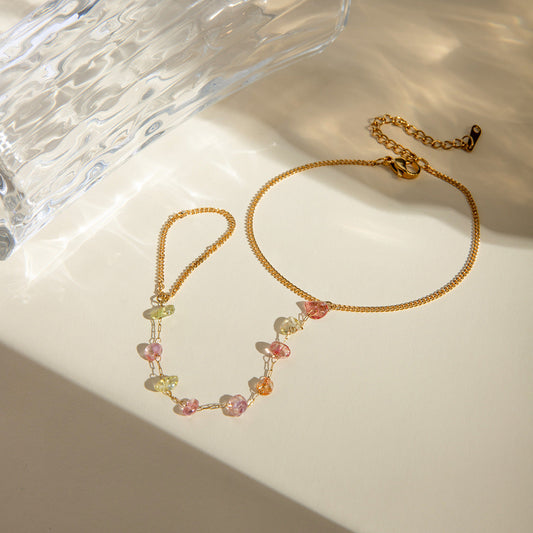 Gold Stainless Steel Broken Stone Chain Ring