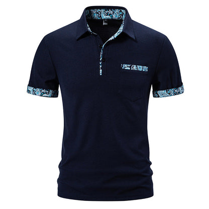 Men's Paisley Color Lapel Short-sleeved T-shirt