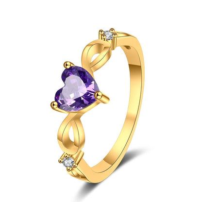 S925 Silver Amethyst Heart Gemstone Ring