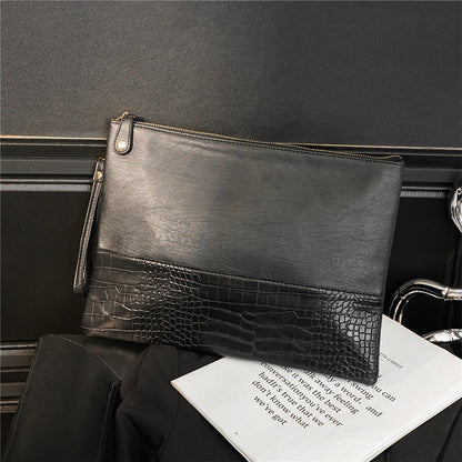 Men's Crocodile Pattern Crossbody Clutch